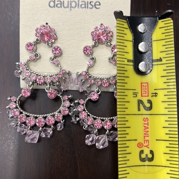 Women’s Faux Jewlery - Carol Dauplaiss Pink Rhinestone Earrings - Picture 2 of 3